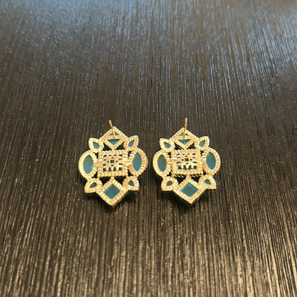Vintage Kendra Scott “Virginia” Earrings in London Blue Glass - Picture 3 of 4